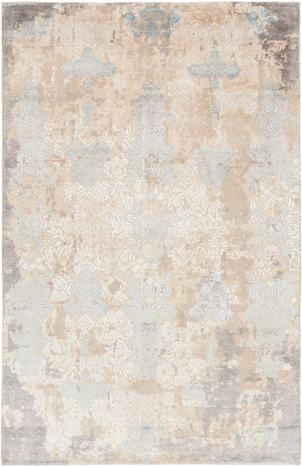 Green, Blue & Beige Abstract Area Rug 7'9X10'6
