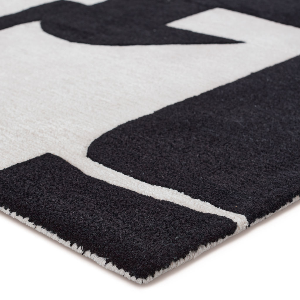 Noverre Handmade Abstract Black/ Cream Area Rug (9'X12')