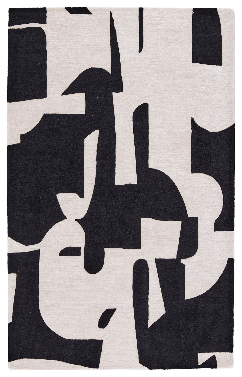 Noverre Handmade Abstract Black/ Cream Area Rug (9'X12')