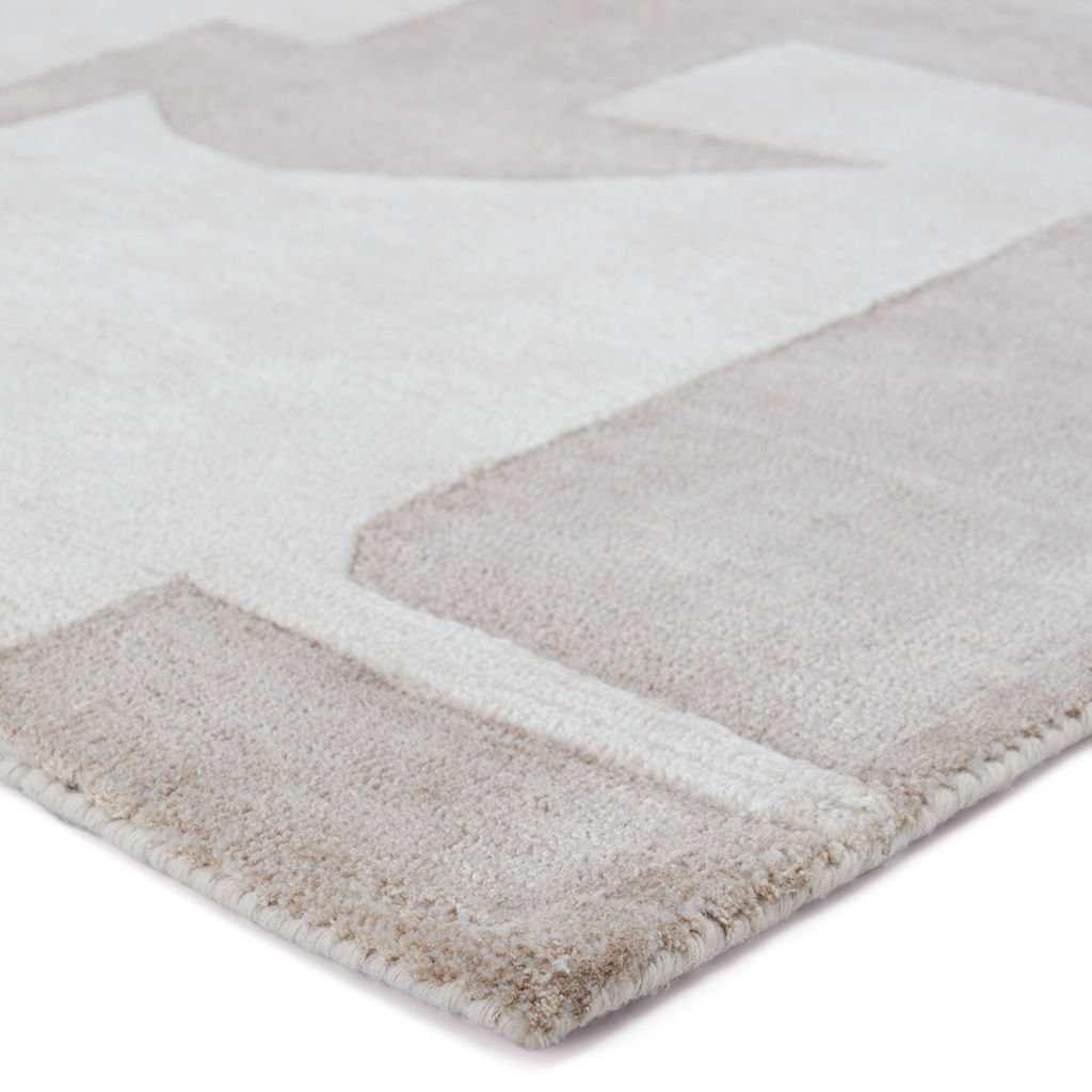 Noverre Handmade Abstract Taupe/ Cream Area Rug (9'X12')