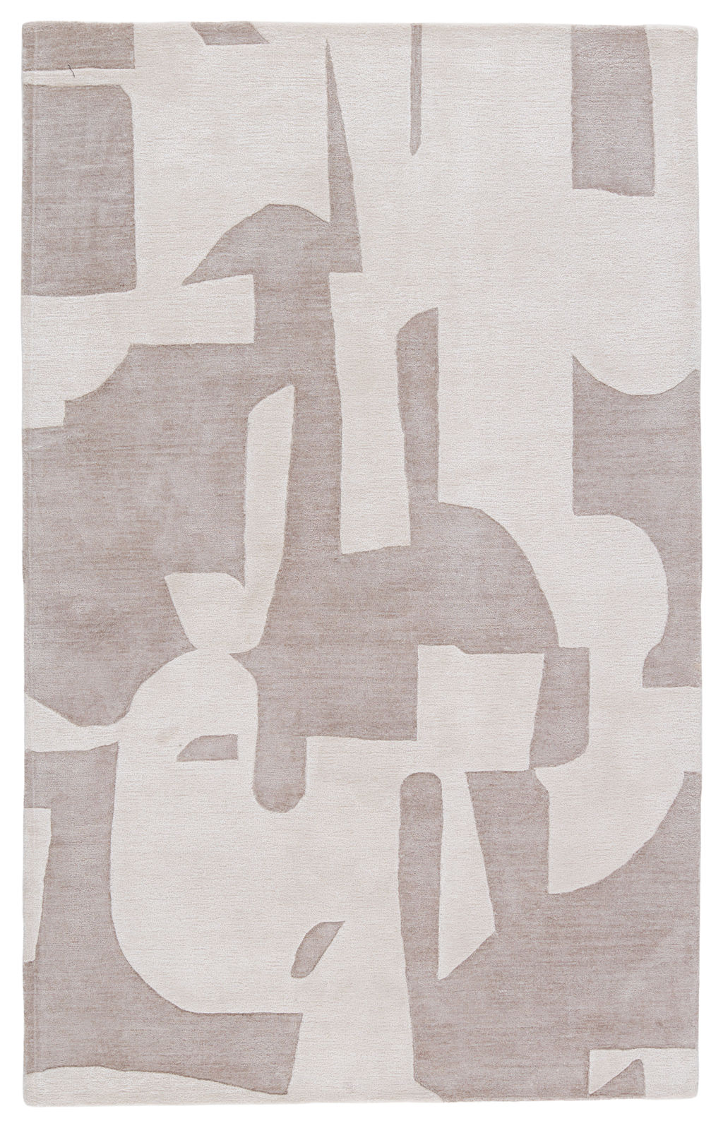 Noverre Handmade Abstract Taupe/ Cream Area Rug (9'X12')