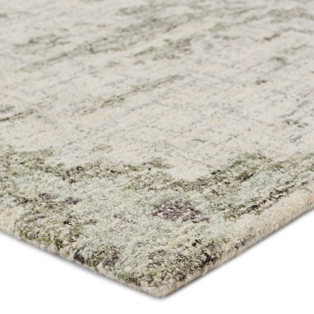 Absolon Handmade Abstract Taupe/ Green Area Rug (6'X9')