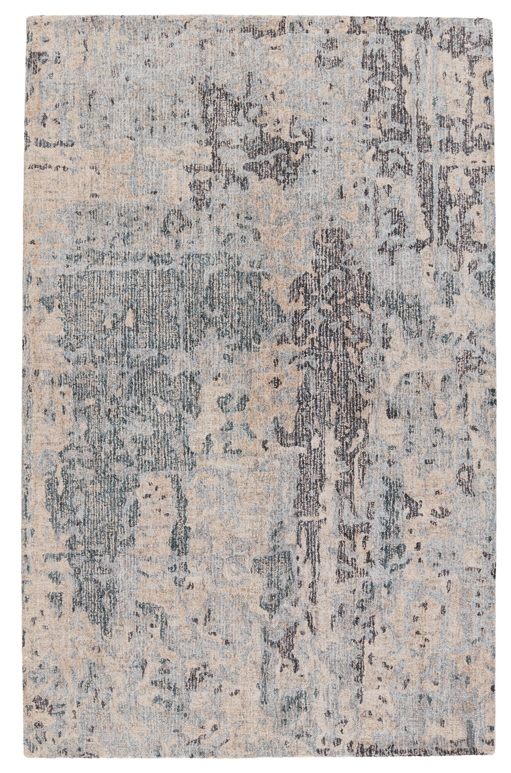 Handmade Abstract Silver/ Tan Area Rug (6'X9')