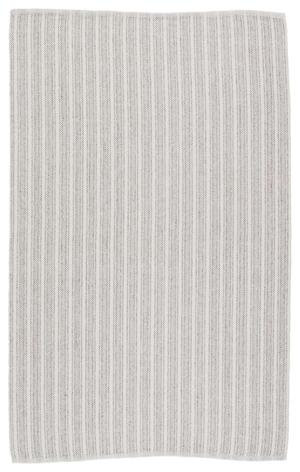 Elis Indoor/ Outdoor Striped Light Gray/ Ivory Area Rug (2'X3')
