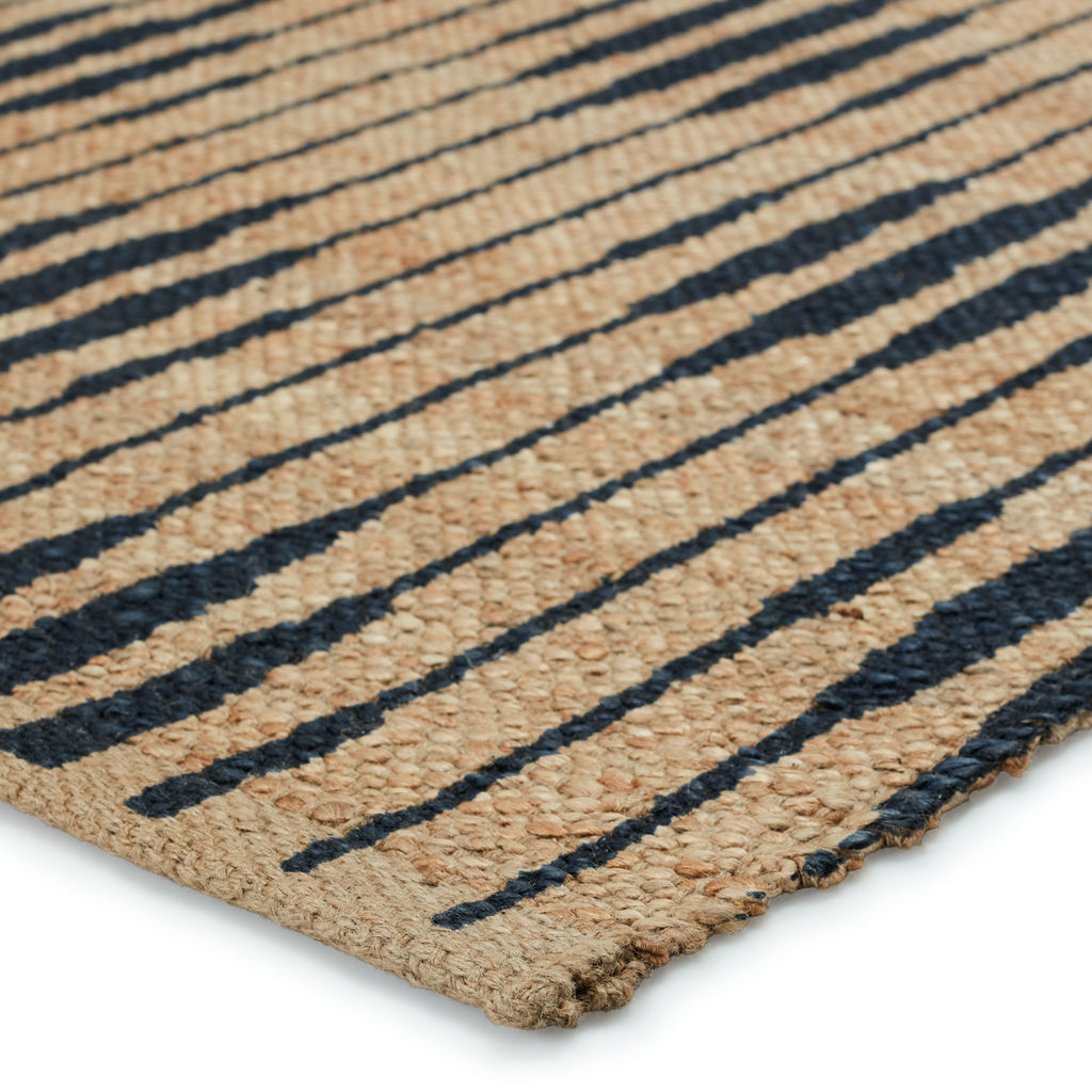 Atolia Handmade Trellis Natural/ Navy Runner Rug (2'6"X9')