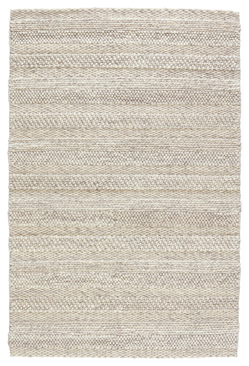 Lagom Handmade Solid Ivory/ Light Gray Area Rug (8'X10')