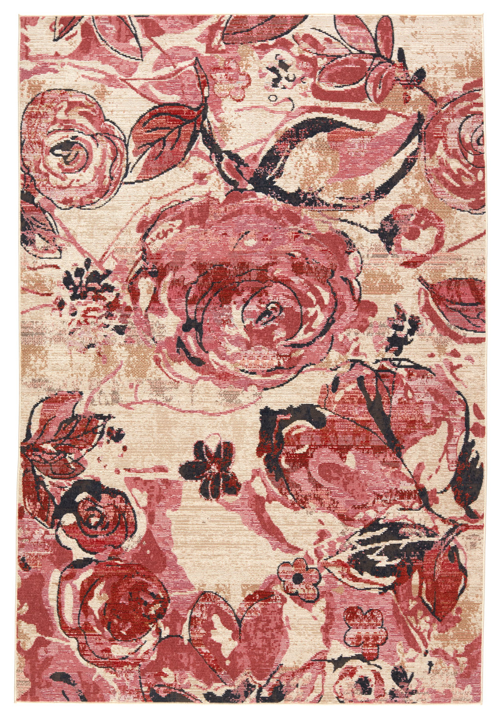 Vibe By Hermione Indoor/ Outdoor Floral Pink/ Beige Area Rug (2'6"X4')