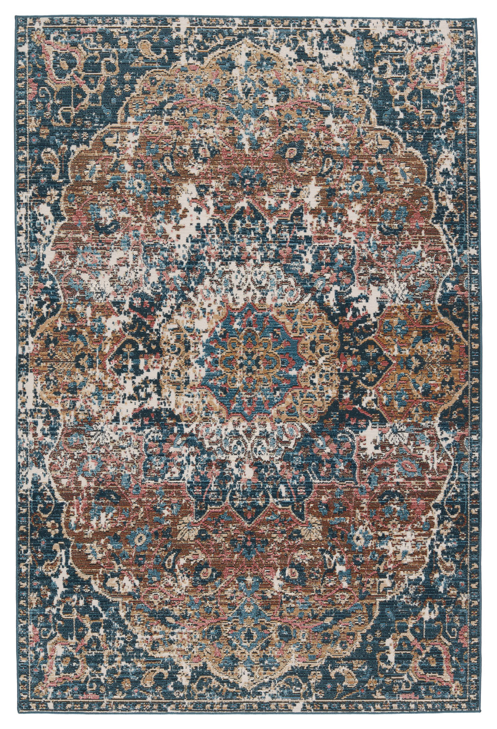 Preview image for Vibe By Akela Indoor/ Outdoor Medallion Dark Blue/ Multicolor Area Rug (9'6"X12'7")
