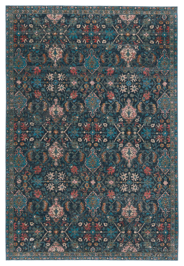 Vibe By Lisana Indoor/ Outdoor Trellis Dark Blue/ Multicolor Runner Rug (2'6"X8')