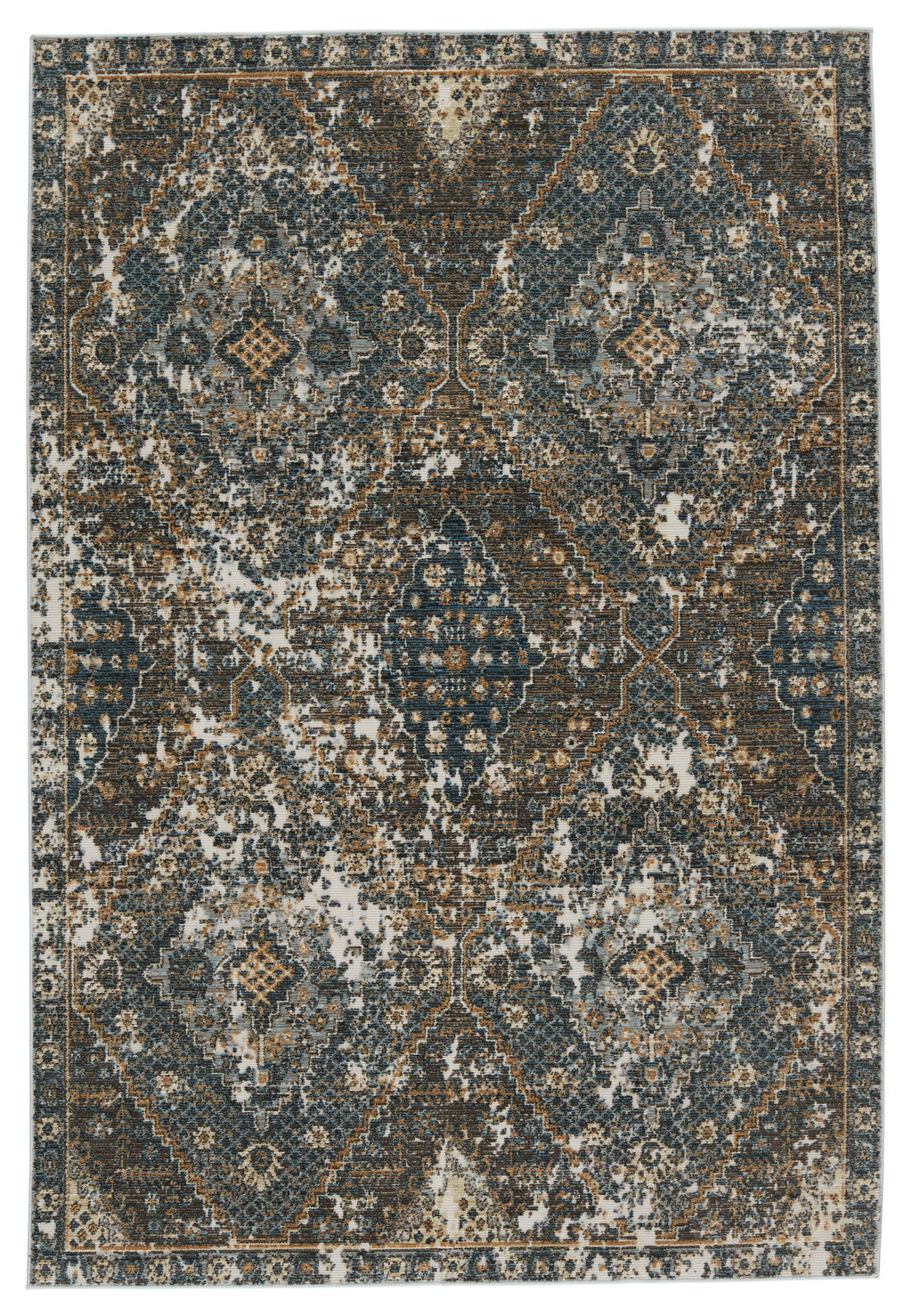 Vibe By Julia Indoor/ Outdoor Medallion Blue/ Gold Area Rug (9'6"X12'7")