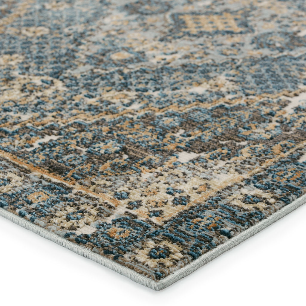 Vibe By Julia Indoor/ Outdoor Medallion Blue/ Gold Area Rug (9'6"X12'7")