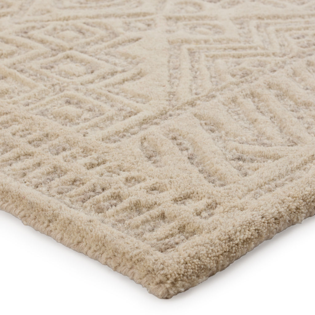 Ecco Handmade Geometric Tan/ Gray Area Rug (10'X14')