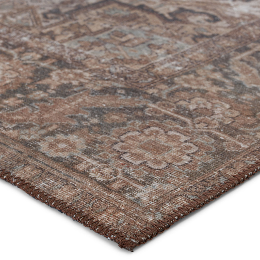 Minita Medallion Brown/ Tan Runner Rug (2'6"X10')