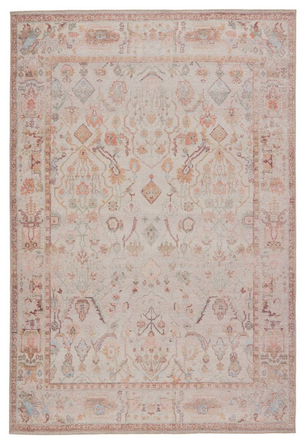 Preview image for Blush + Multi Vintage Inspired Rug, 6' X 9', Kid + Pet Friendly Easy Care