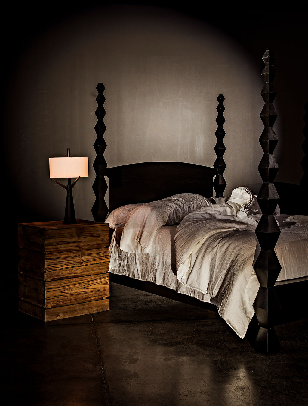 Brancusi Bed, Queen, Hand Rubbed Black