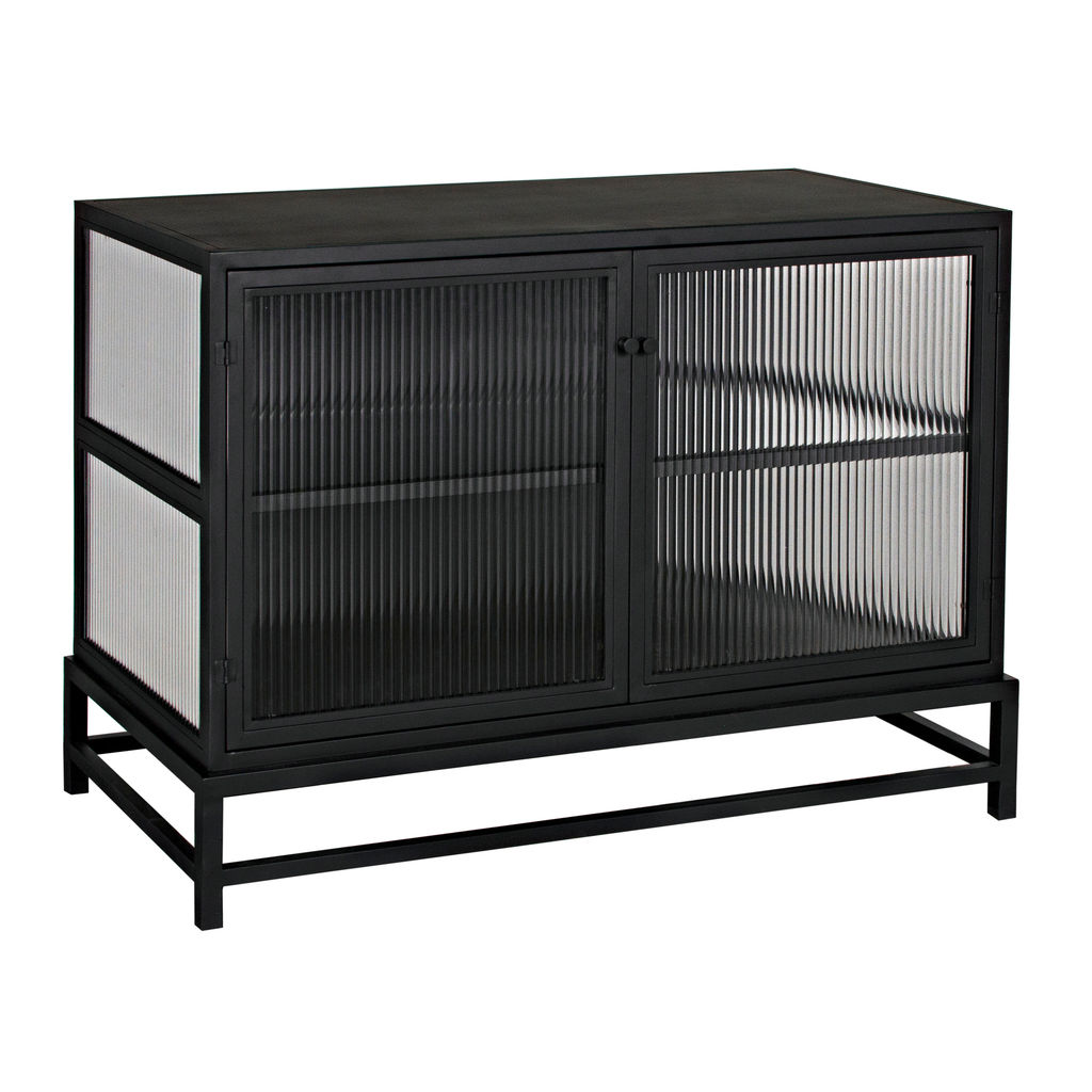 4 Door Sideboard, Black Steel