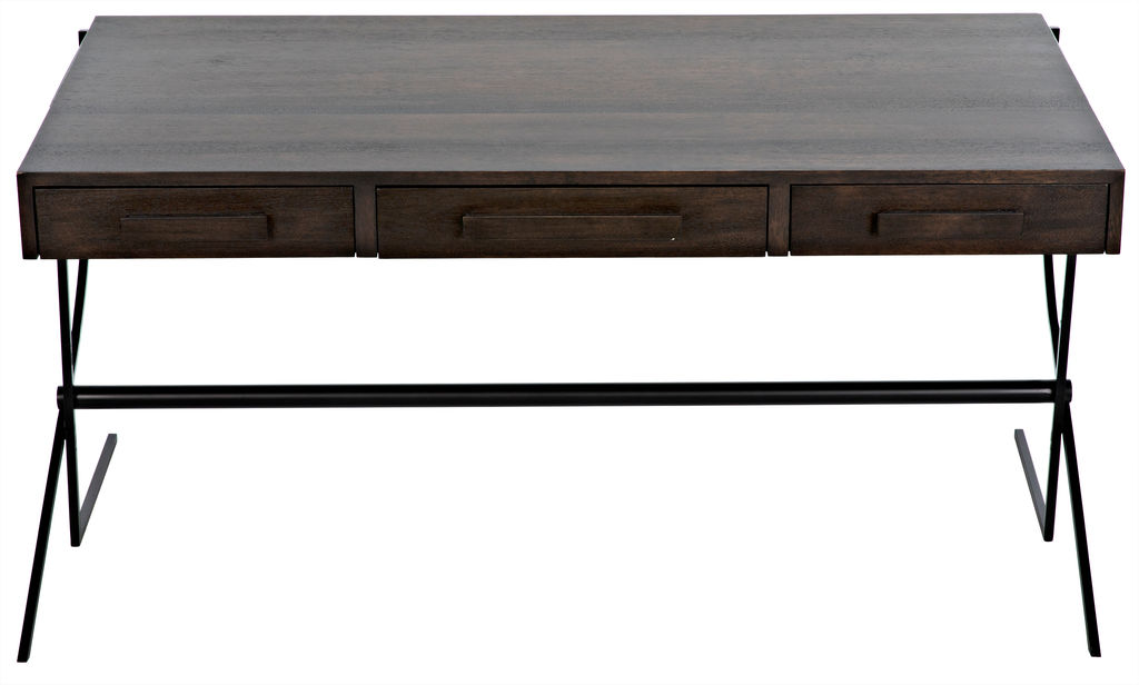 Frank Desk, Ebony Walnut With Steel