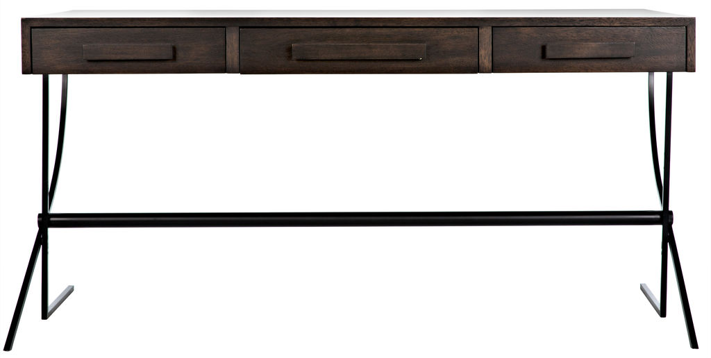 Frank Desk, Ebony Walnut With Steel