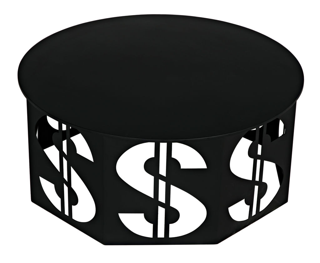 Modern Dollar Coffee Table, Black Steel