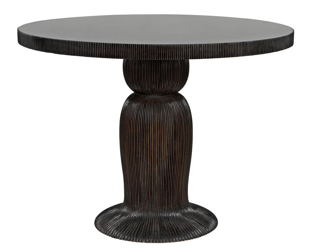 Portobello Dining Table, Hand Rubbed Black With Light Brown Trim