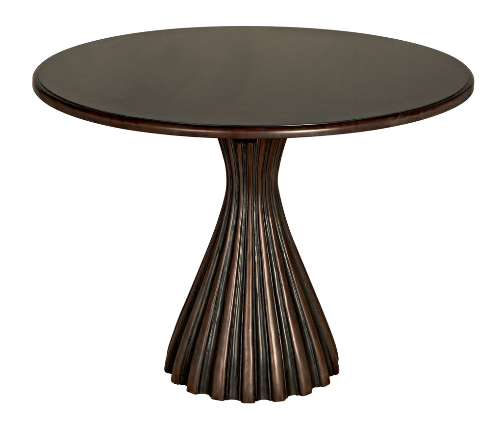 Osiris Dining Table, Pale Rubbed With Light Brown Trim
