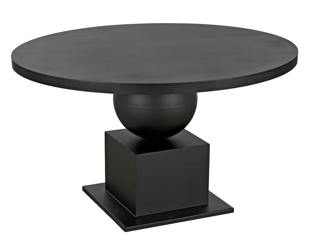 Geometric Base Dining Table, Black Metal