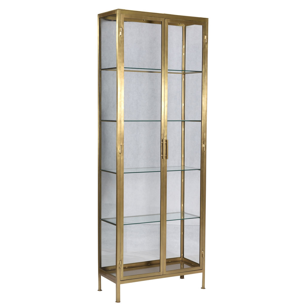 Glass Door Cabinet, Brass
