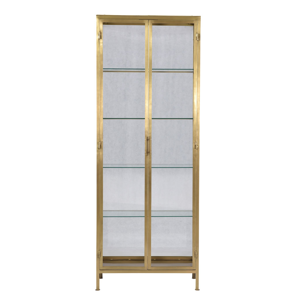 Glass Door Cabinet, Brass