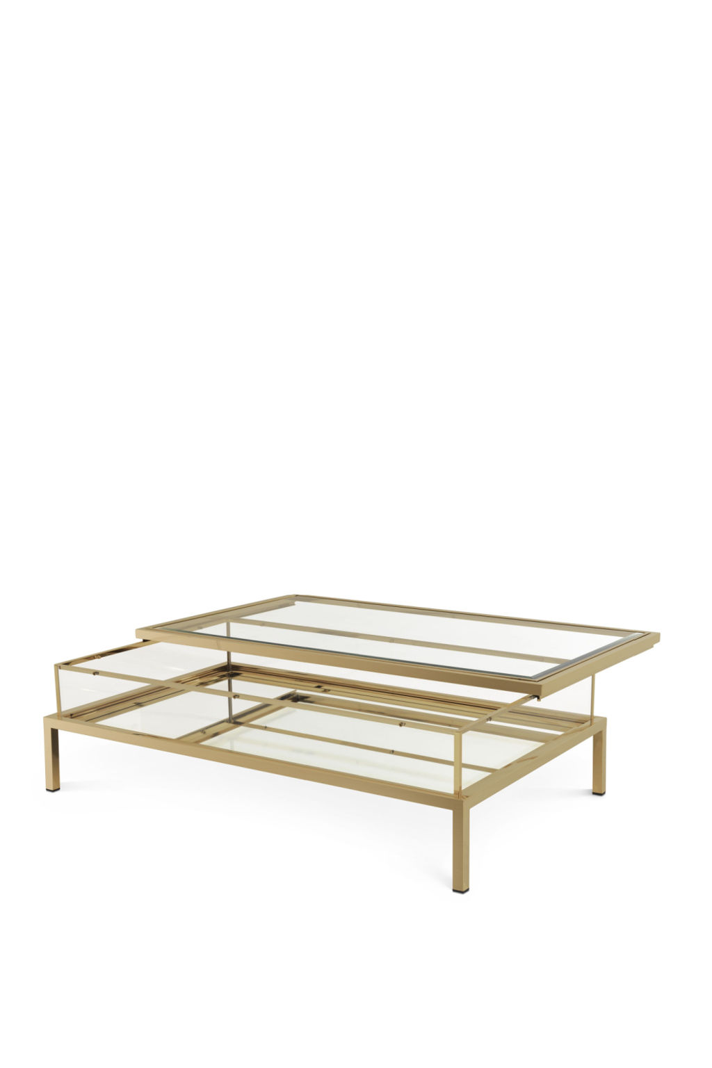 Brushed Brass Sliding-Top Coffee Table