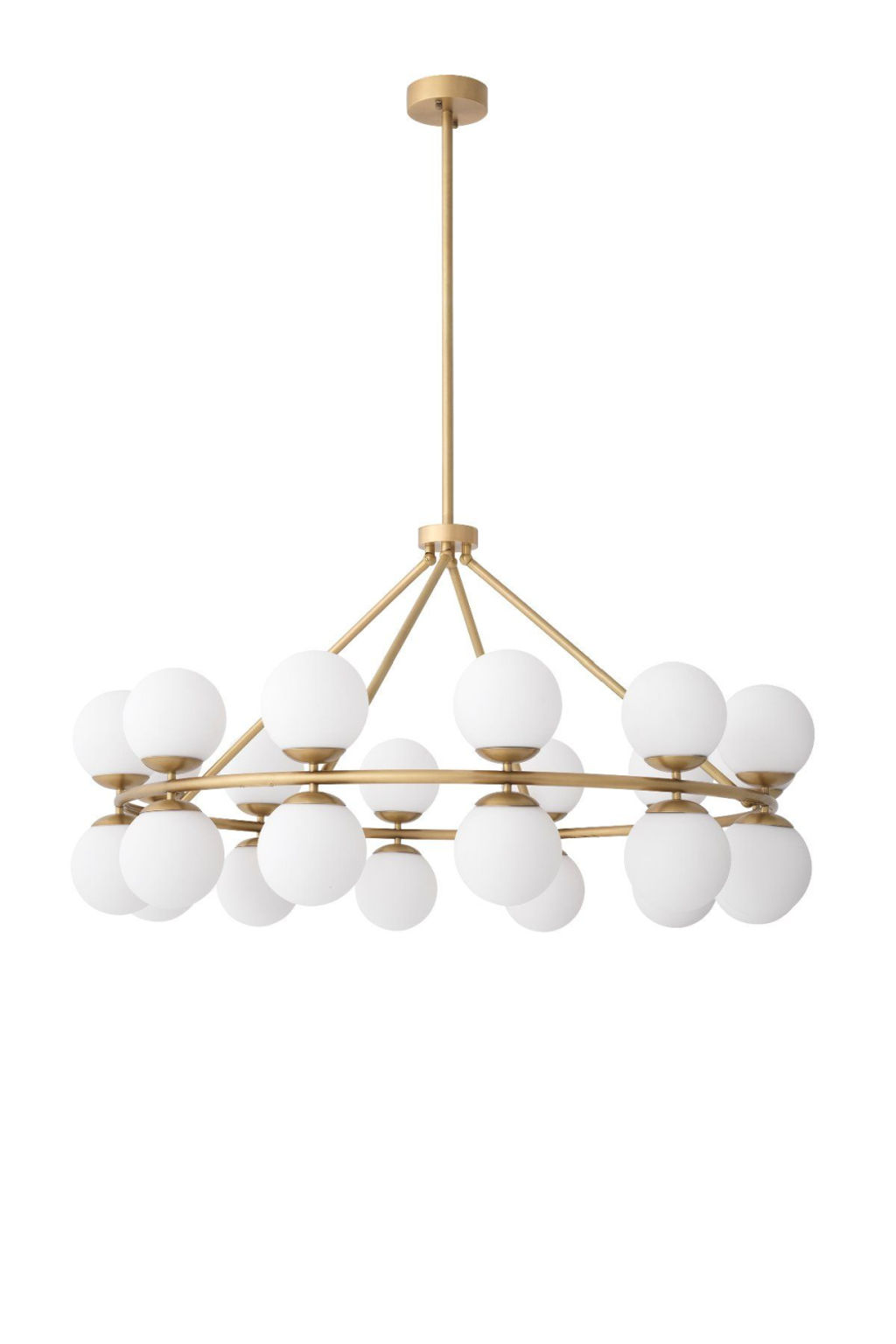 Antique Brass White Glass Chandelier