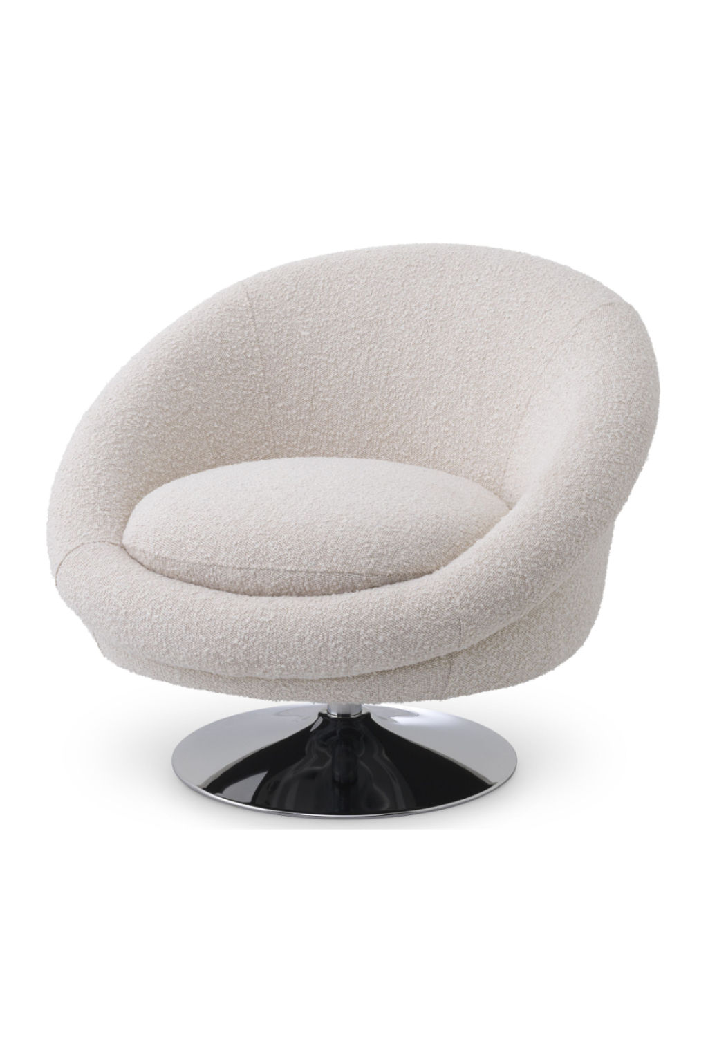 Bouclé Cream Upholstered Swivel Chair