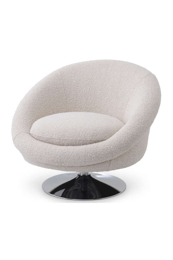 Bouclé Cream Upholstered Swivel Chair - Eichholtz Nemo