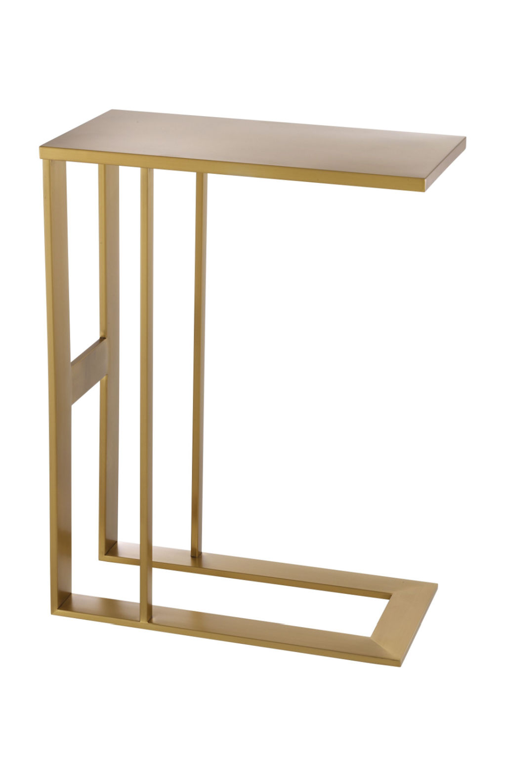 Brass C-Shaped Side Table