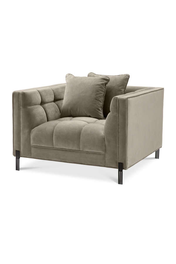 Greige Velvet Accent Chair