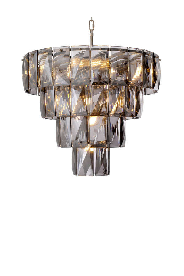Nickel Smoked Glass Chandelier