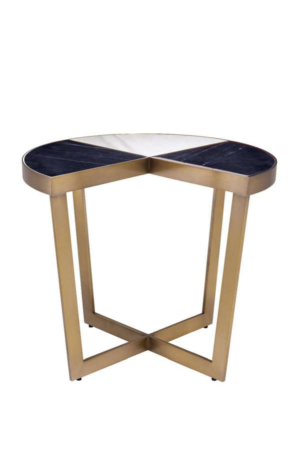 Deco White And Black Marble Side Table