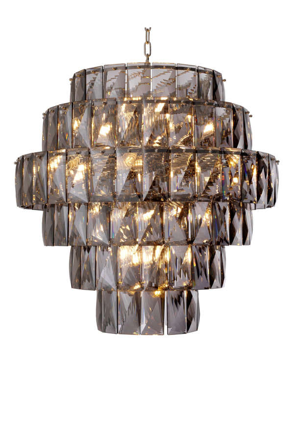 Nickel Smoked Glass Chandelier