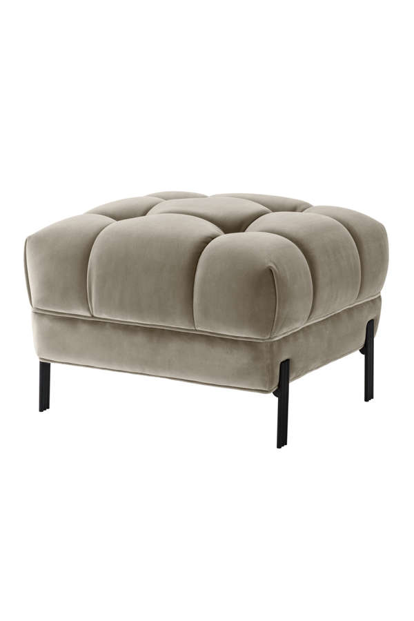 Greige Tufted Accent Stool