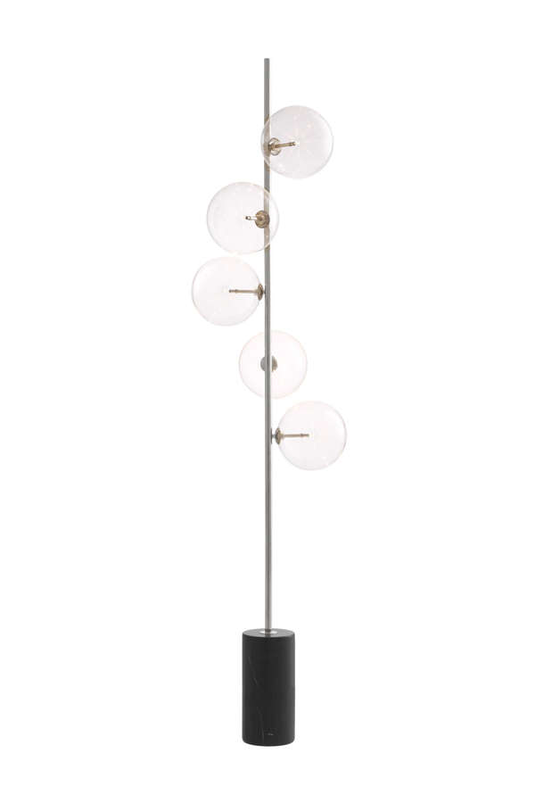 5 Globe Black Marble Floor Lamp