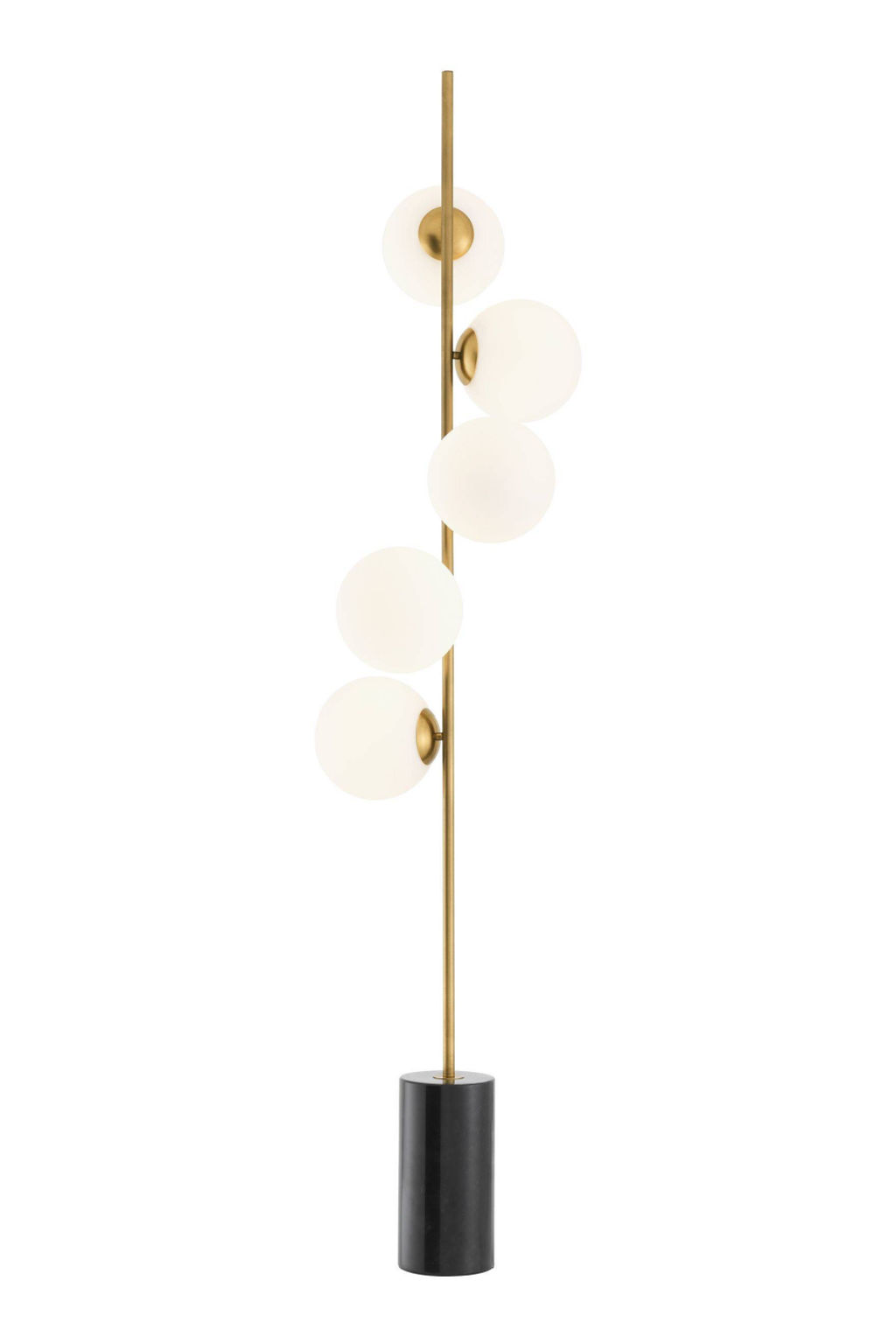 5 Globe Brass Black Marble Floor Lamp
