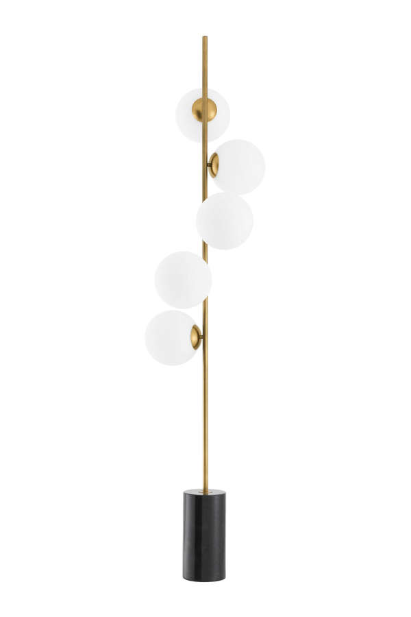 5 Globe Brass Black Marble Floor Lamp