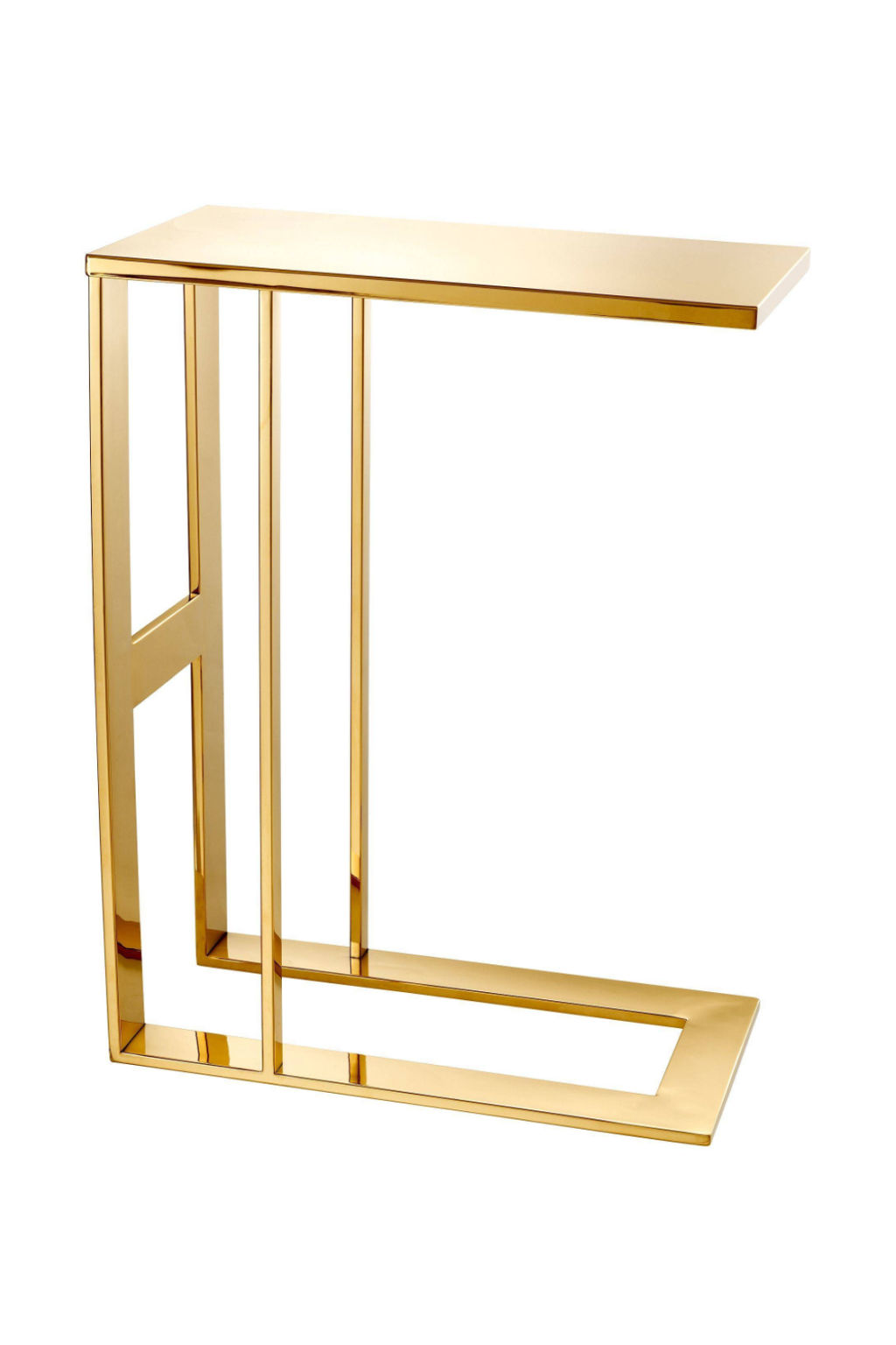 Gold C-Shaped Side Table
