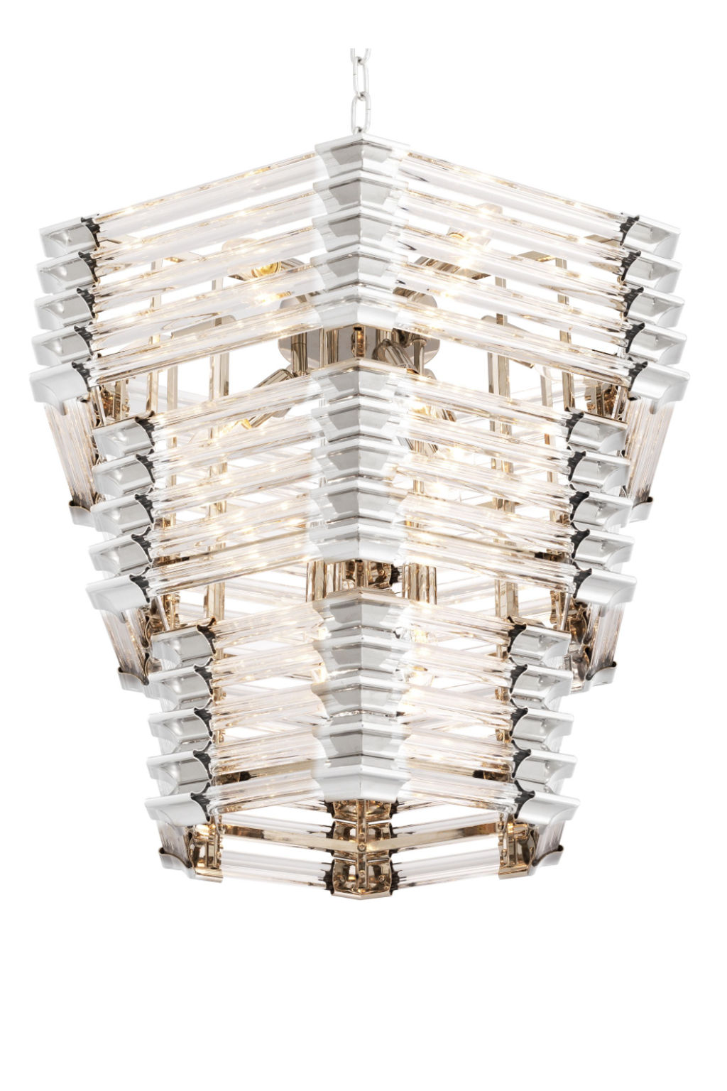 Layered Hexagonal Glass Chandelier