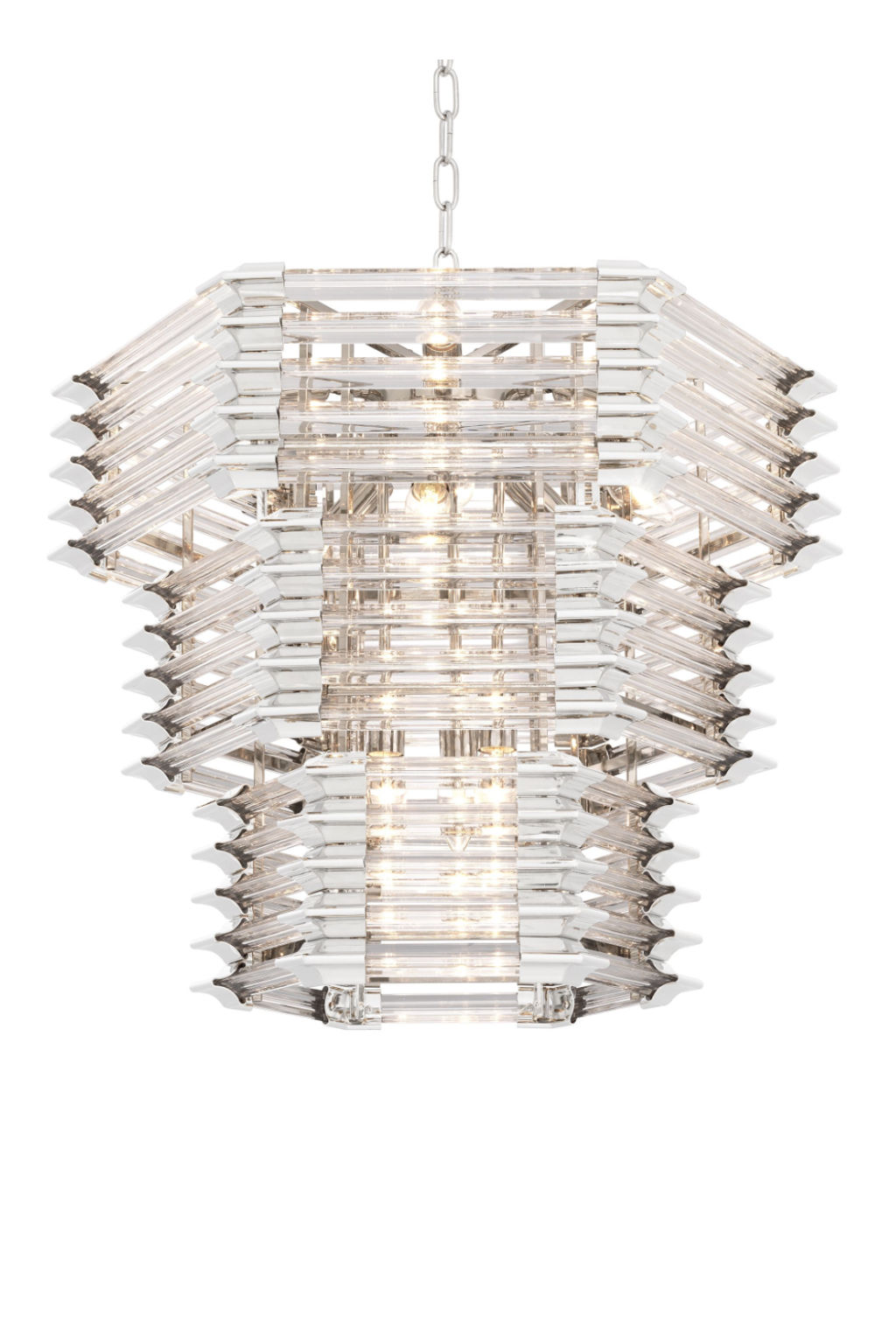 Layered Hexagonal Glass Chandelier