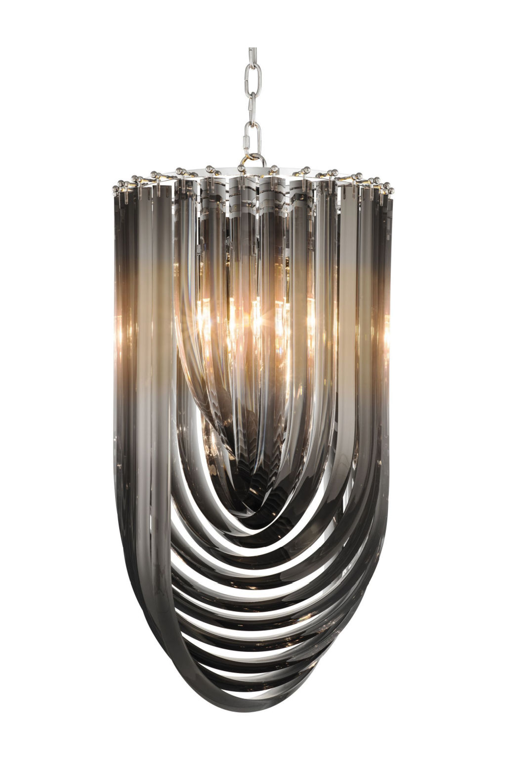 Art Deco Loop Chandelier, Smoke
