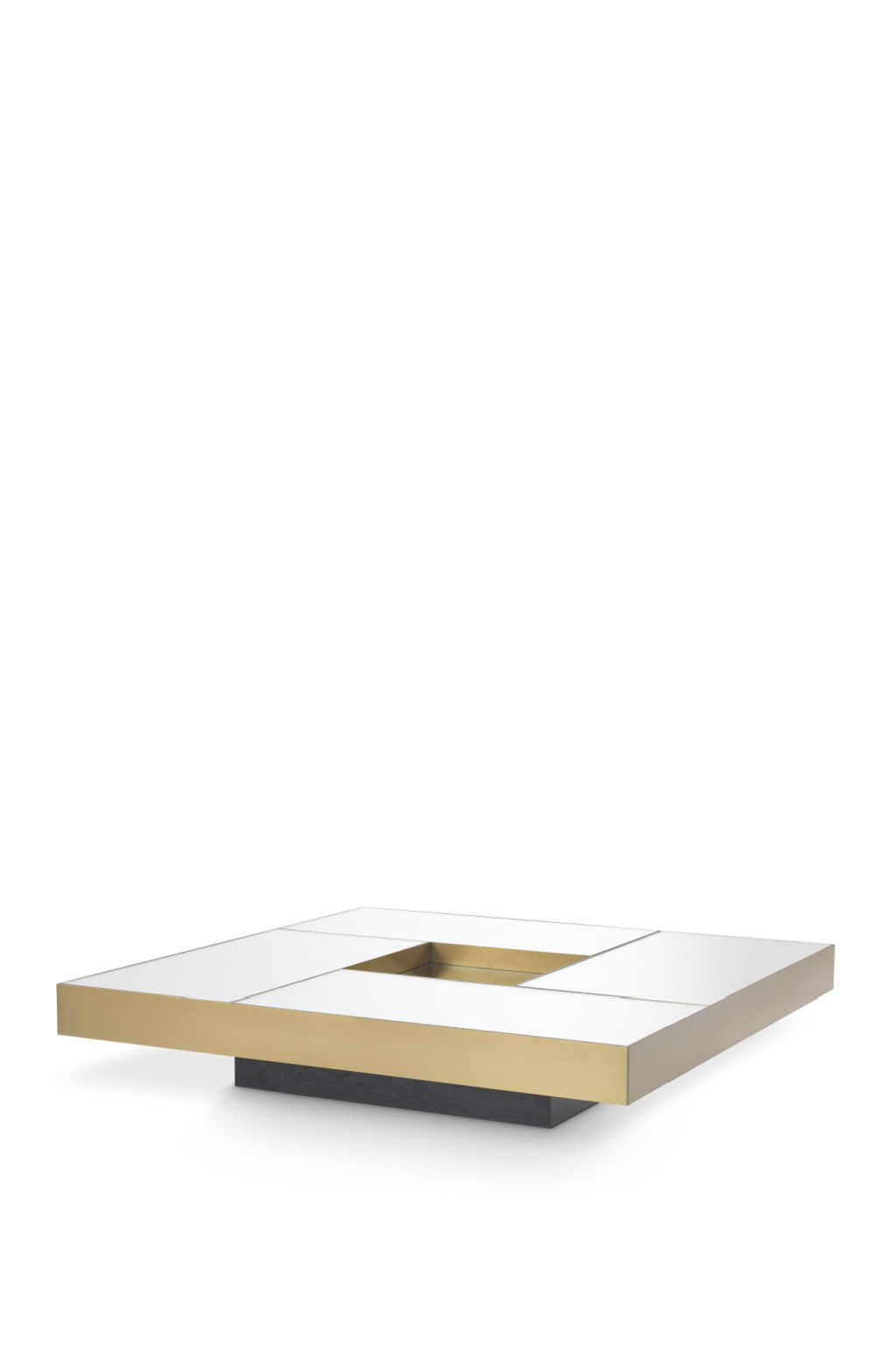 Brass Mirror Glass Pedestal Coffee Table
