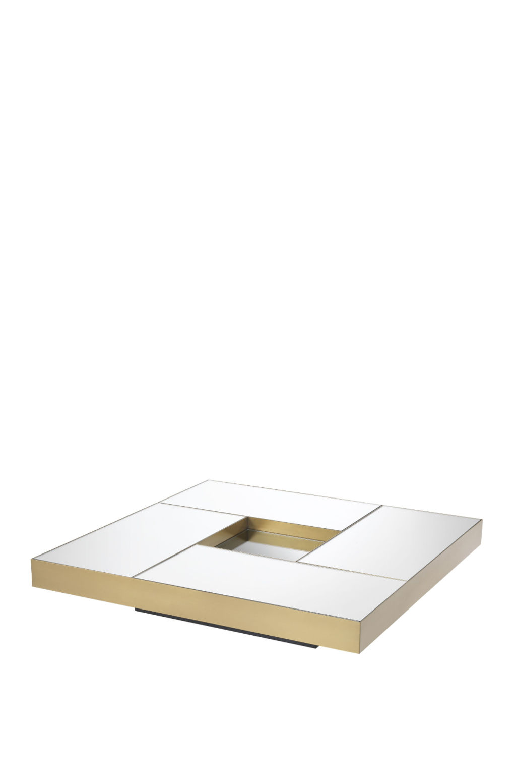 Brass Mirror Glass Pedestal Coffee Table