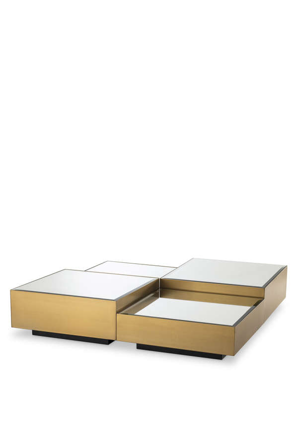 Brushed Brass Mirror Coffee Table Set Of 4 Eichholtz Esposito