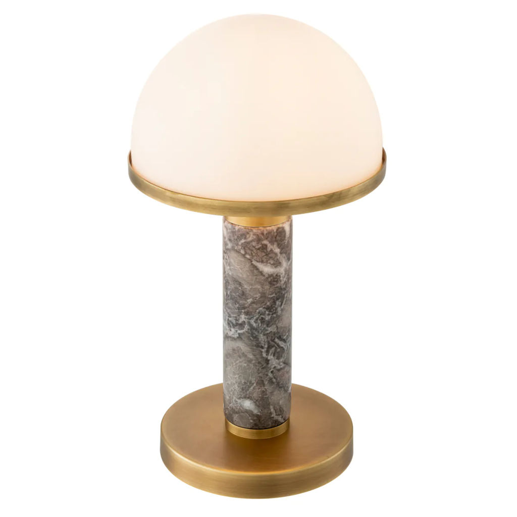 Table Lamp Ziegèl, Grey Marble/Antique Brass