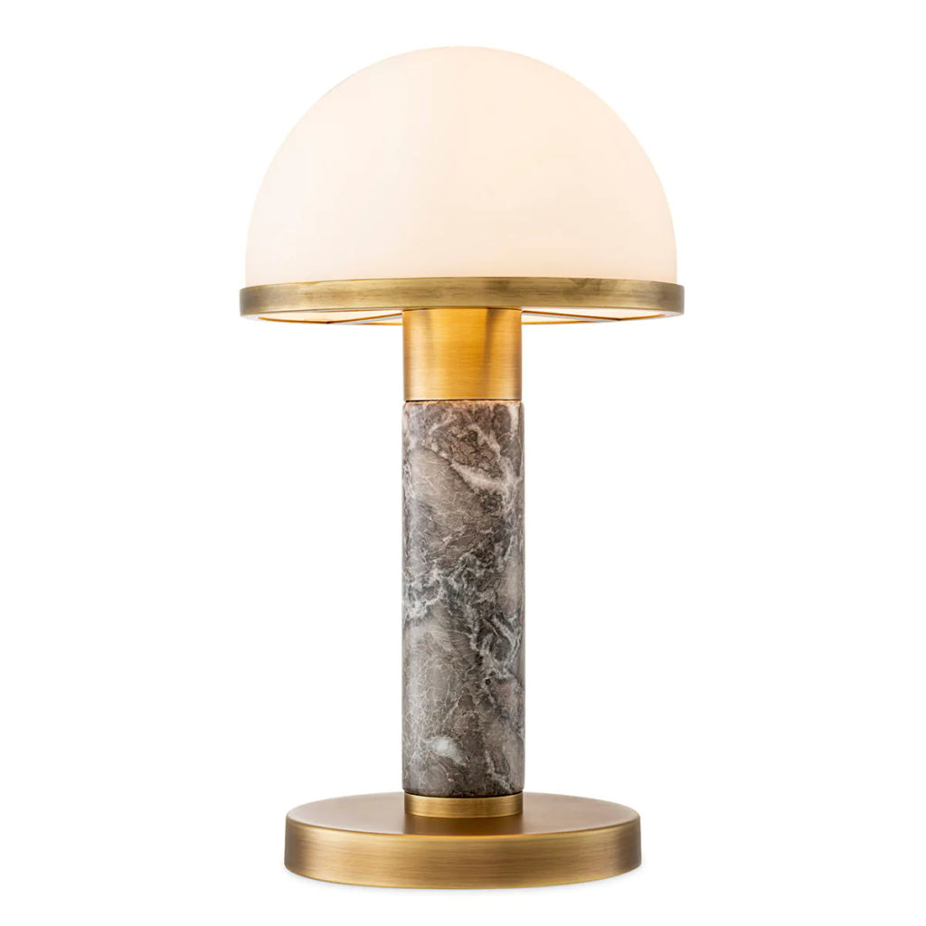 Table Lamp Ziegèl, Grey Marble/Antique Brass
